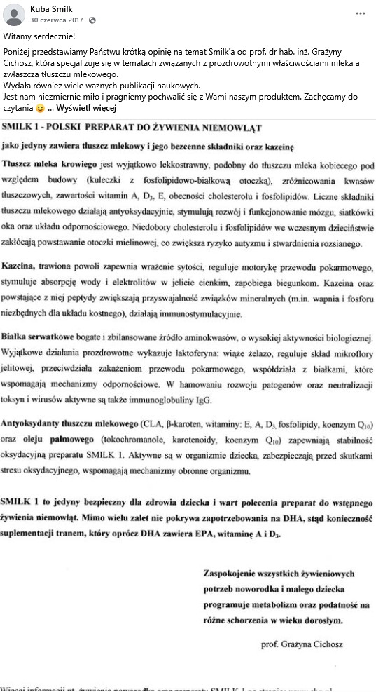 Skan pisma z Sanepidu - wycofanie produktow Smilk z obrotu